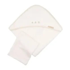 Bamboom Duo Bees Badcape + Washand – 75x75 cm – Off White