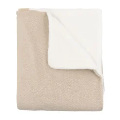 Bamboom Geborstelde Wiegdeken met pluche – Melange Sand