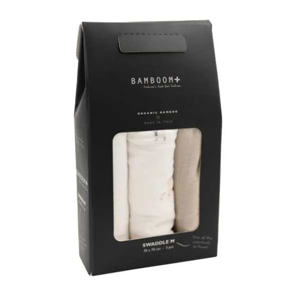 Bamboom Swaddle Muslin - Medium - 75 x 75 - Farm Buddies / Light Sand / Offwhite