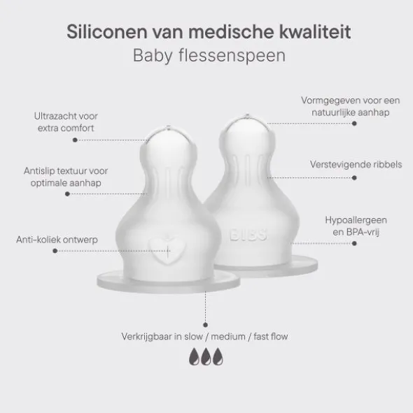 BIBS Flesspeen Rond - Fast Flow - 2 Pack - Silicone
