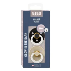 BiBs Glow In The Dark Fopspeen - Rond - 2 Stuks - 0-6 Mnd - Sage/Cloud