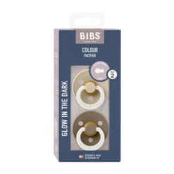BiBs Glow In The Dark Fopspeen - Rond - 2 Stuks - 0-6 Mnd - Sage/Cloud