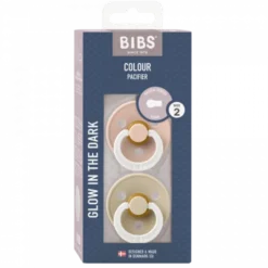 BiBs Glow In The Dark Fopspeen - Rond - 2 Stuks - 0-6 Mnd - Sage/Cloud