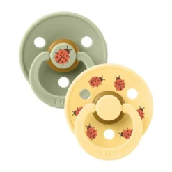 BiBs Studio Colour Fopspeen - Rond - 2 Stuks - 0-6 Mnd - Ladybug Violet Sky Mix