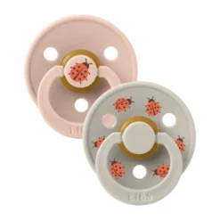 BiBs Studio Colour Fopspeen - Rond - 2 Stuks - 0-6 Mnd - Ladybug Violet Sky Mix