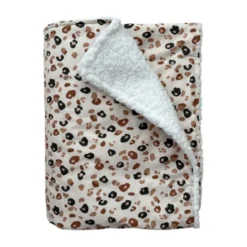 Bink Bedding Wiegdeken Dubbelzijdig 75 x 100 cm - Leopard / Sherpa Beige