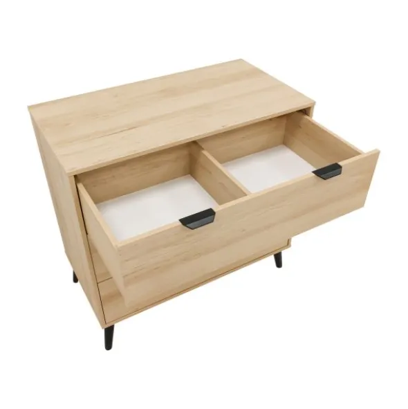 Bopita Fay Commode - 3 Laden - Naturel/Mat Zwart