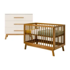 Bopita Kaleo Babykamer - Dune / Rose Wood | Bed 60 x 120 cm + Commode