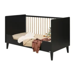 Bopita Xem Bedbank - 70x140 cm - Mat Zwart / Eiken