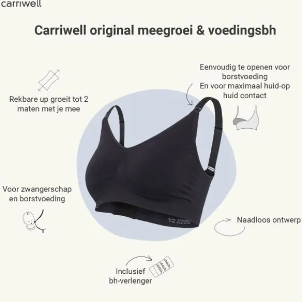 Carriwell Padded Voedingsbh Zwart S