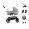 Cybex Gazelle S Kinderwagen - Silver - Stone Grey | Cybex Cloud G I-Size Plus Autostoeltje - Stone Grey | Cybex Base G | Autostoel adapters