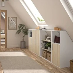 Diagone Onderkast Schuine Wand 2-Deurs - Eik / Wit