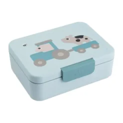 Done By Deer Lunch Box W/Divider Tiny Farm Blue