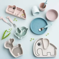 Done By Deer Stick & Stay Snack Bord - Croco - Silicone - Green