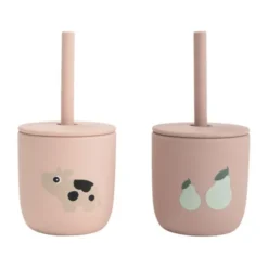 Done By Deer Tiny Farm Siliconen Rietjesbeker - 2 Stuks - Blue