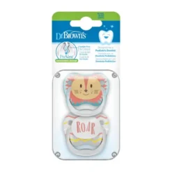 Dr. Brown's Animal Faces Fopspeen Fase 1 Turquoise / Grijs