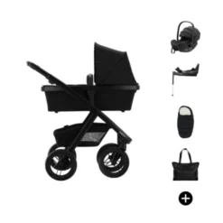 Dubatti Two E2 Kinderwagen Bundel - Pitch Black / Black / Black