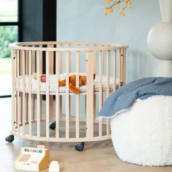 Europe Baby Circa Ronde Box Pakketdeal - Mat Naturel | Pretura Boxmatras - Superior Wave | Kidsmill Boxmatras Hoes