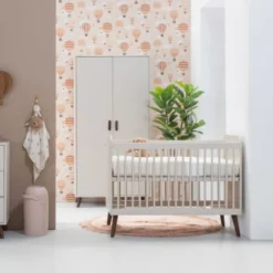 Europe Baby Olivia II Kledingkast 2-Deurs - Oatmeal / Walnoot - Retro