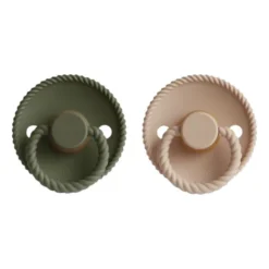 FRIGG Rope Fopspeen Croissant / Olive 0-6 Mnd 2 Stuks