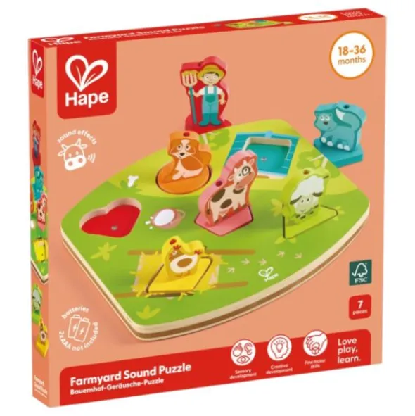 Hape Houten Geluidspuzzel - Farmyard