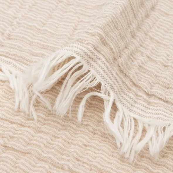 Jollein Deken Ledikant - 120 x 120 cm - Fringe Stripe Biscuit/Ivory GOTS