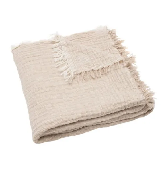 Jollein Deken Ledikant - 120 x 120 cm - Fringe Stripe Biscuit/Ivory GOTS