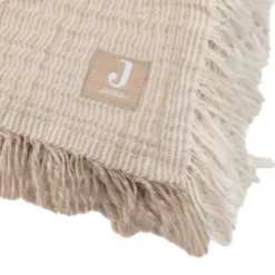 Jollein Deken Ledikant - 120 x 120 cm - Fringe Stripe Biscuit/Ivory GOTS