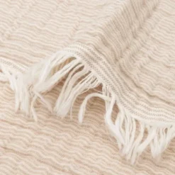 Jollein Deken Wieg - 75 x 100 cm Fringe Stripe Biscuit/Ivory GOTS