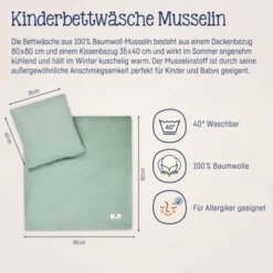 Julius Zöllner Muslin Bedlinnen - Sand - 80×80 + 35×40 cm