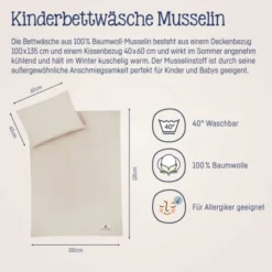 Julius Zöllner Muslin Bedlinnen - Sand - 80×80 + 35×40 cm