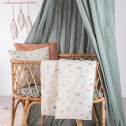 Julius Zöllner Organic Dekbedovertrek Set Birdy – Roze – 80/80 + 35/40 cm