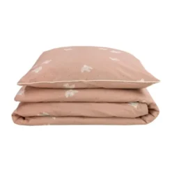 Julius Zöllner Organic Dekbedovertrek Set Birdy – Roze – 80/80 + 35/40 cm