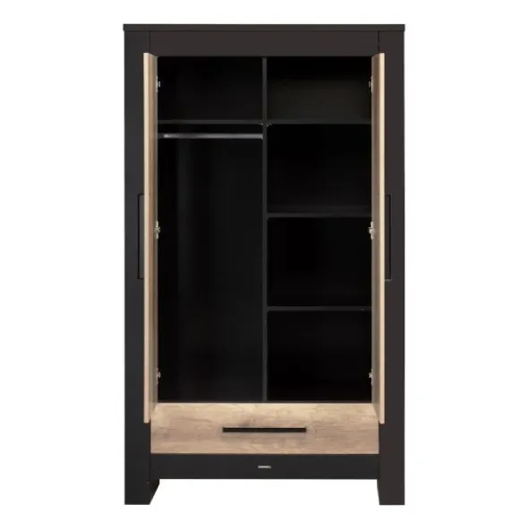Kidsmill Long Island Kledingkast 2-Deurs Zwart / Oldwood