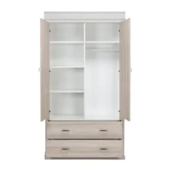 Kidsmill Newport Babykamer Incl. RVS Grepen - Oatmeal / Eiken | Ledikant 60 x 120 cm + Commode + Kast