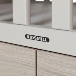 Kidsmill Newport Ledikant 60 x 120 cm - Incl. Zwarte Grepen - Oatmeal / Eiken