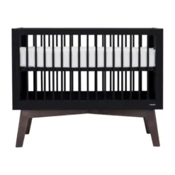 Kidsmill Sixties Babybed Zwart Mat / Walnoot 60 x 120 cm