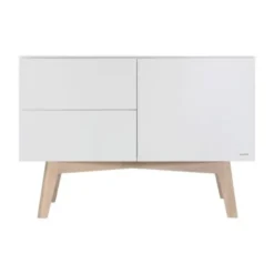 Kidsmill Sixties Babykamer Wit Mat / Naturel | Bed 60 x 120 cm + Commode + Kast 2-Deurs