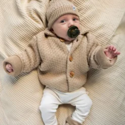 Klein Baby Cardigan - maat 56 - Beige Melange