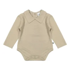 Klein Baby Oxford Tan Romper Met Kraag - Lange Mouw - Mt. 50 - Beige