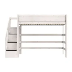 Life Time Hoogslaper Premium - White Wash - 177 cm - 120 cm - Met Trapkast