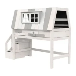 LIFETIME Kidsrooms Halfhoogslaper met Trapkast - My Hangout - Whitewash - 90x200 cm