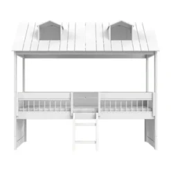 LIFETIME Kidsrooms Kajuitbed - Beachhouse - Met Trap & Luxe Lattenbodem - Wit