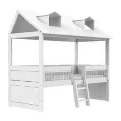 LIFETIME Kidsrooms Kajuitbed - Beachhouse - Met Trap & Luxe Lattenbodem - Wit