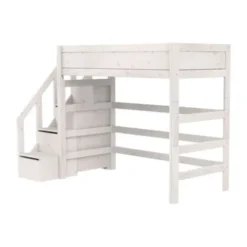 LIFETIME Kidsrooms Original Hoogslaper Met Trapkast - Premium Rolbodem - White Wash