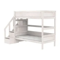 LIFETIME Kidsrooms Original Stapelbed Met Trapkast - Premium Rolbodem - White Wash