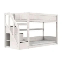 LIFETIME Kidsrooms Original Stapelbed Laag Met Trapkast - Premium Rolbodem - White Wash
