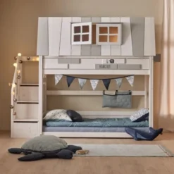 LIFETIME Kidsrooms Stapelbed Met Trapkast - Premium Rolbodem - White Wash