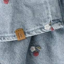 Lil' Atelier Jurk Overall - Medium Blue Denim - Geborduurd - Maat 56