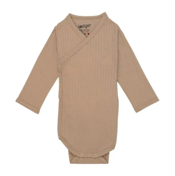 Lodger Seersucker Overslagromper - Lange Mouw - Mt. 68 - Beige